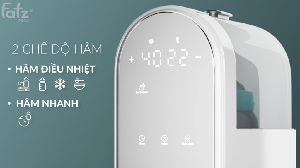 Máy hâm sữa điện tử 2 bình cổ rộng Duo 6 tiệt trùng, hâm thức ăn, hâm nóng nhanh, rã đông hẹn giờ có đèn Led