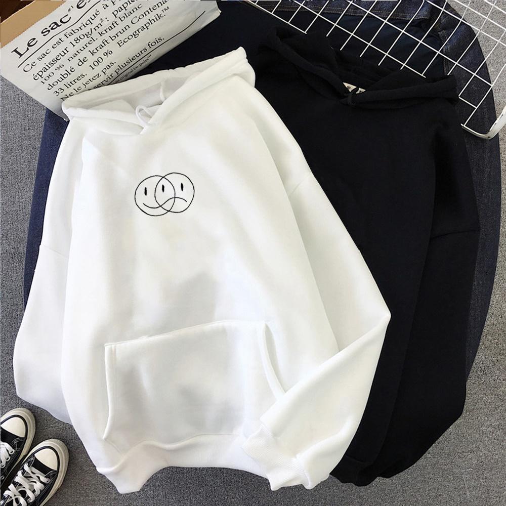 Áo hoodie in hình mặt cười mặt buồn