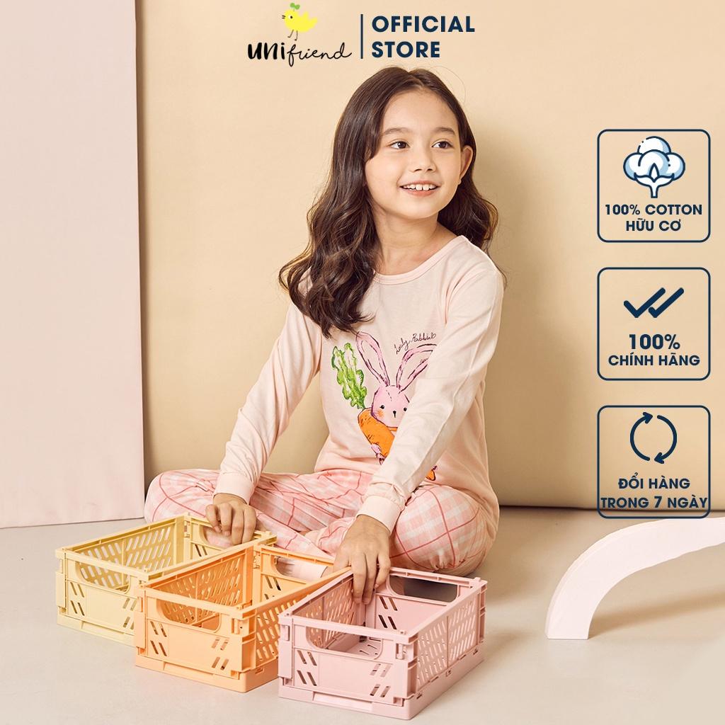 Bộ đồ quần áo dài tay cotton mùa thu đông dáng rộng cho bé gái U1027 - Unifriend Hàn Quốc, Cotton Organic