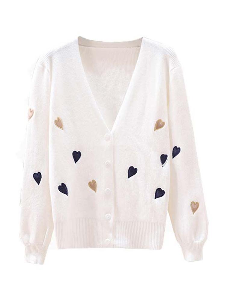 Women Knitted Cardigan Coat Jacket Button Front Deep V Neck Long Sleeves Ribbed Trim Autumn Spring Sweater Knitting Coat
