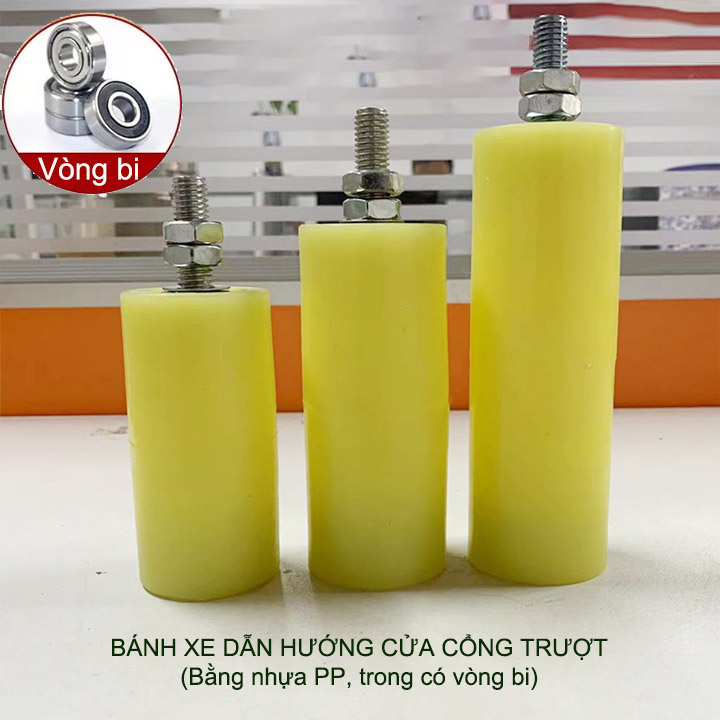 01 Bánh xe dẫn hướng cửa trượt, thân bằng nhựa PP, lõi thép có vòng bi