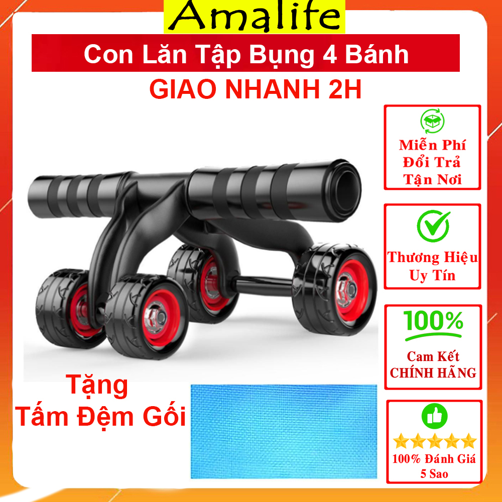 Con Lăn Tập Bụng 4 Bánh + Đệm Lót