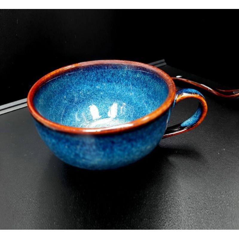 Bộ cốc tách uống cafe, gồm cốc, đĩa kê và thìa - Men hỏa biến cao cấp