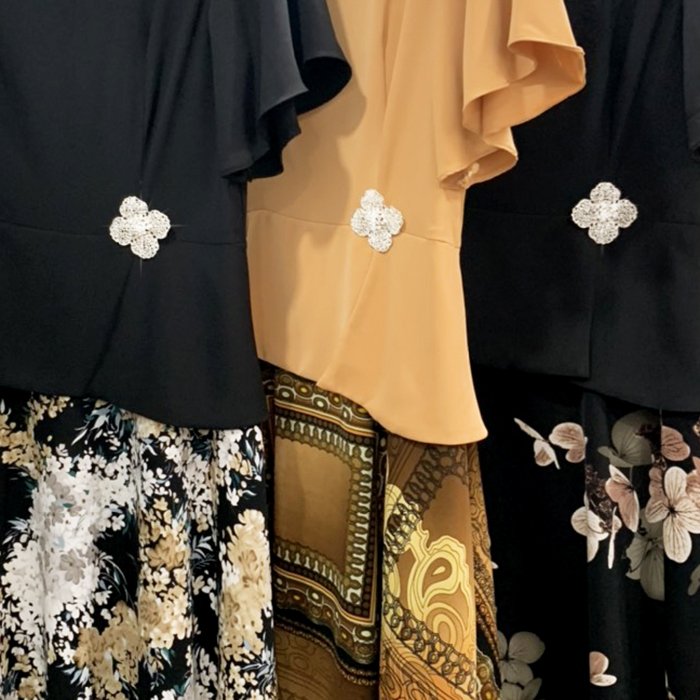 GOTI - Đầm Trung Niên BigSize Dáng Dài Kiểu Đầm Dự Tiệc Trung Niên Dáng Xòe Phối Phụ Kiện Cho Mẹ U40 U50 3330