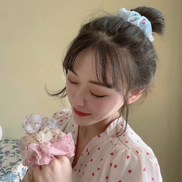 Sét 2 dây buộc tóc voan cherry Scrunchies tinh tế vòng lớn HD43