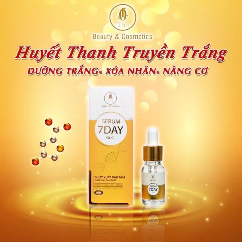 (Sỉ 4) Serum7 Day OlicVàng 10ml SerumHuyếtThanhTruyềnTrắng Xoá Nhắn, TrẻHoá Da