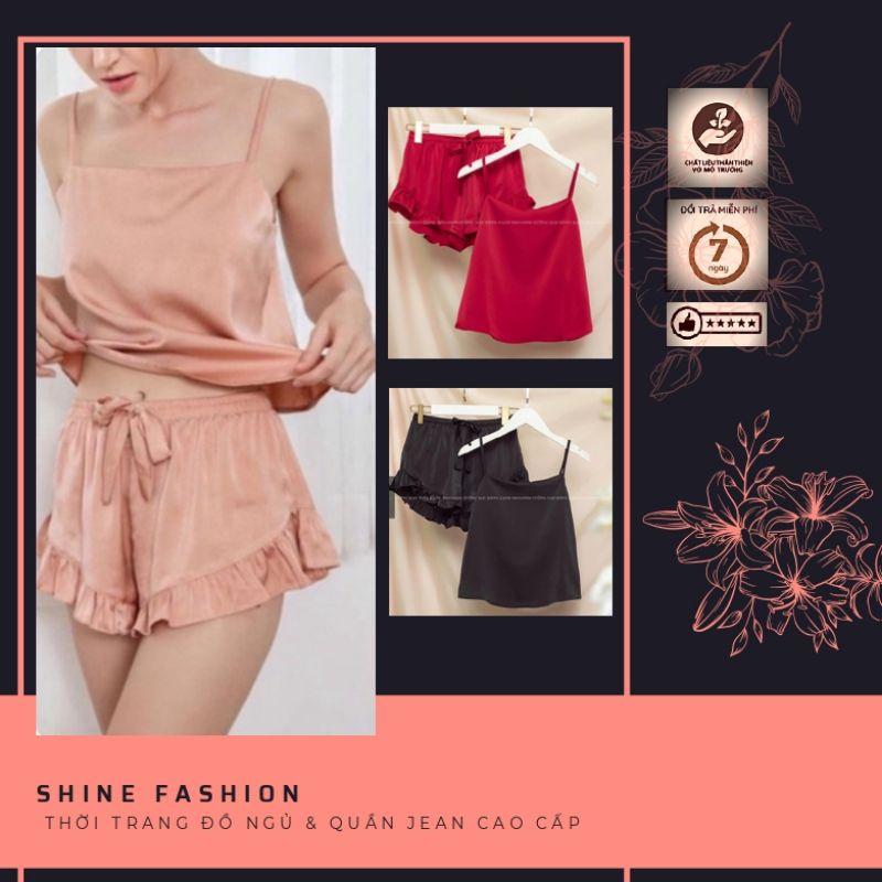 Bộ đồ ngủ sexy mặc nhà, bộ lụa hai dây cao cấp HB06