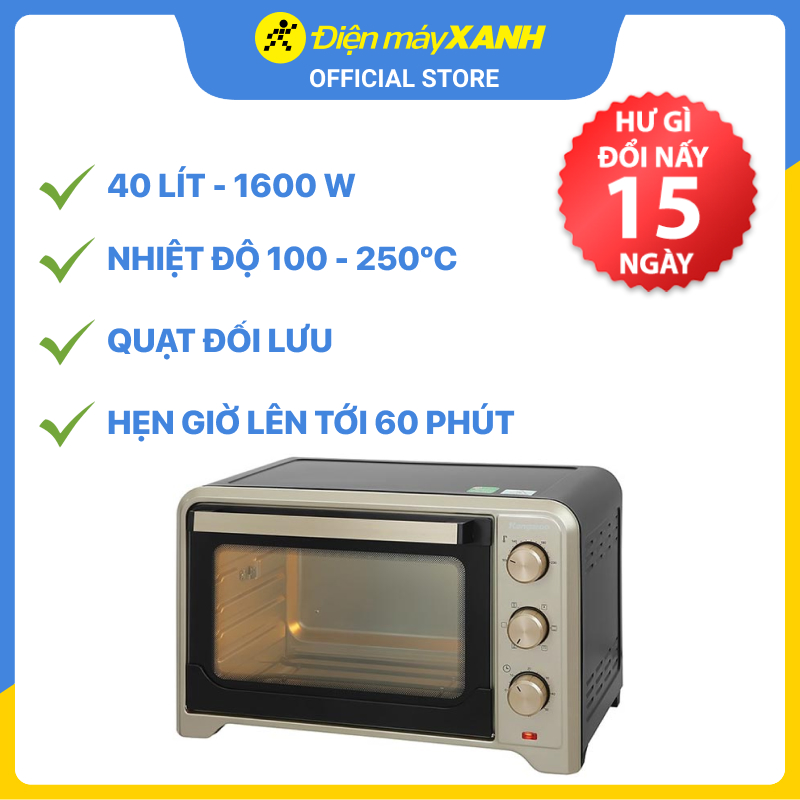 Lò Nướng Mặt Kính Tráng Gương Kangaroo KG4001 (40L) - Hàng chính hãng