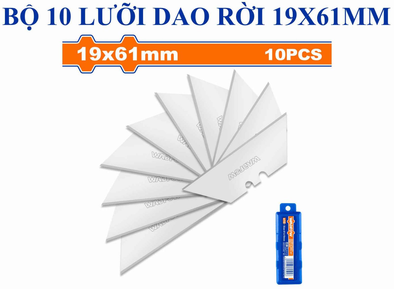 [CHÍNH HÃNG] Bộ 10 lưỡi dao rời 19x61mm WADFOW WMK1K61