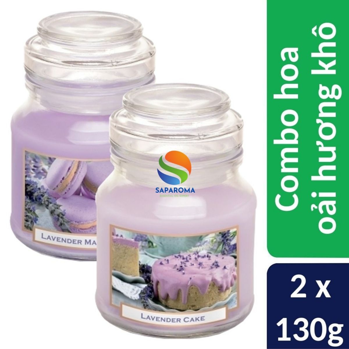 Combo 2 hũ nến thơm tinh dầu Bartek Lavender Cake 130g - hoa oải hương khô, nến trang trí, thơm phòng, thư giãn, hỗ trợ khử mùi