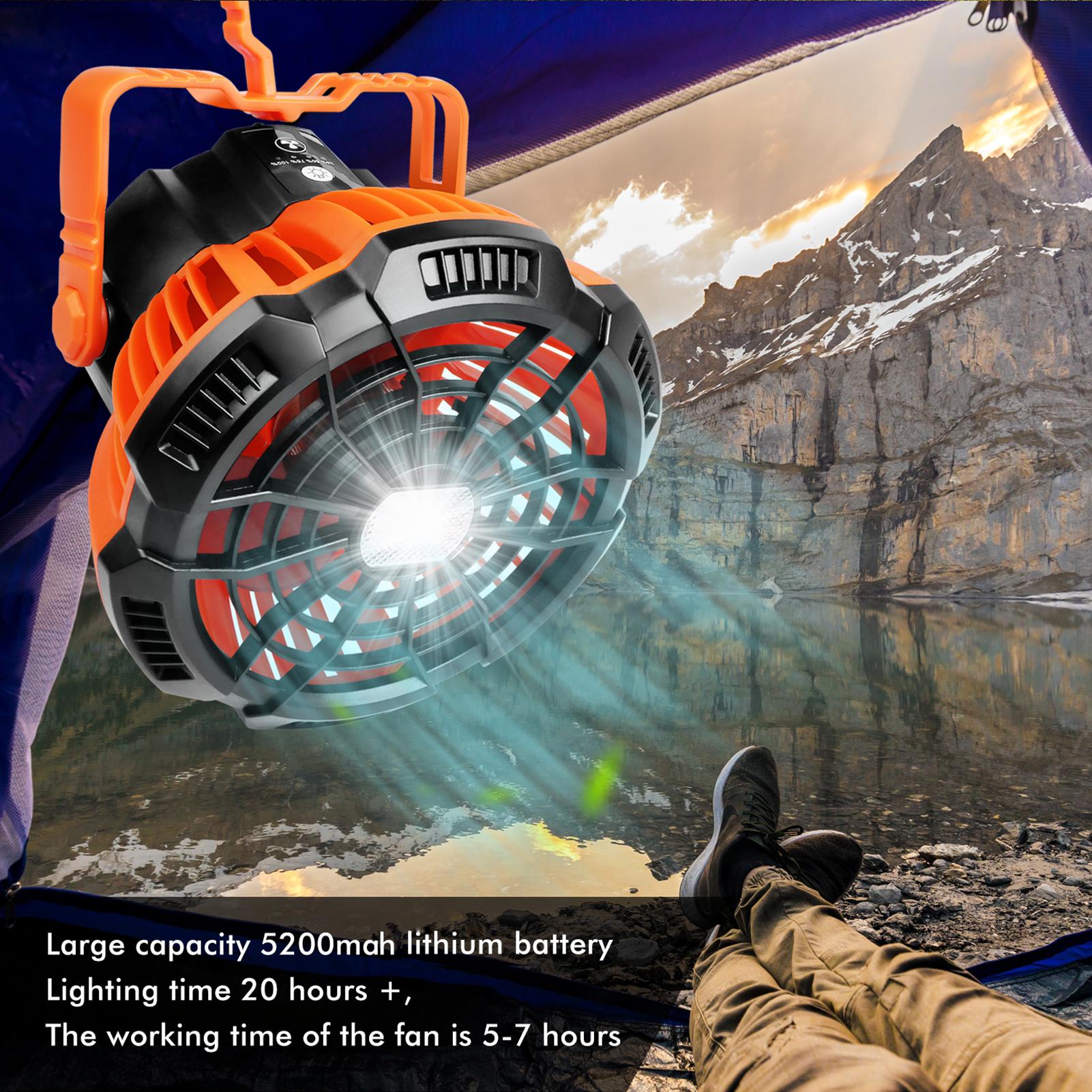 Quạt Máy Cắm Trại Kèm Đèn Pin 2 Trong 1 Tiện Nghi Phù Hợp Hoạt Động Ngoài Trời