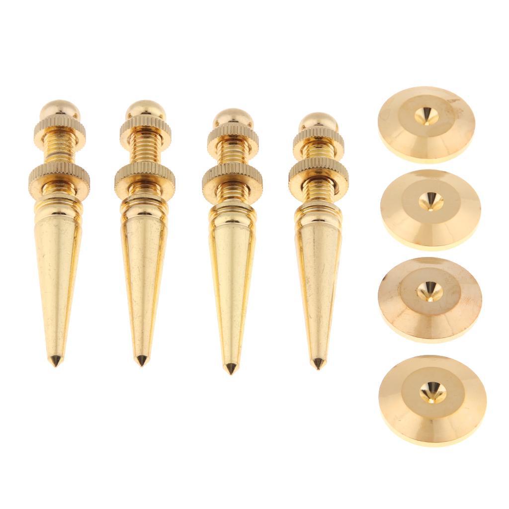 Set of 8 M8 Floor Speaker Subwoofer Stand Spikes Feet Shockproof Pads Gold