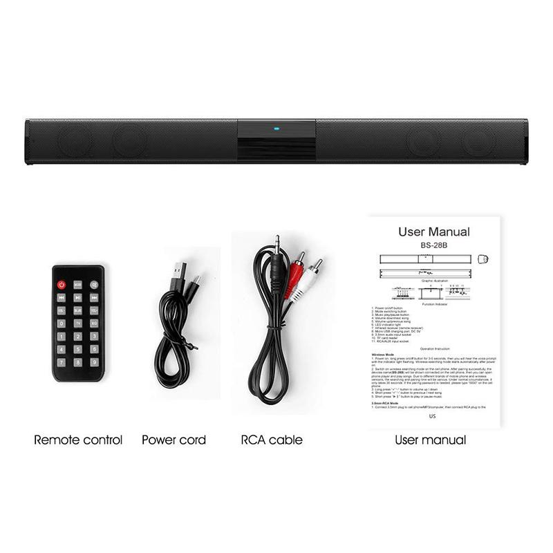 40W Rạp Hát Tại Nhà Hệ Thống Âm Thanh Loa Bluetooth Loa Máy Tính Cho Tivi Soundbar Hộp Loa Siêu Trầm Đài FM Trung Tâm Âm Nhạc Cột Color: BS28A 330x50x50mm