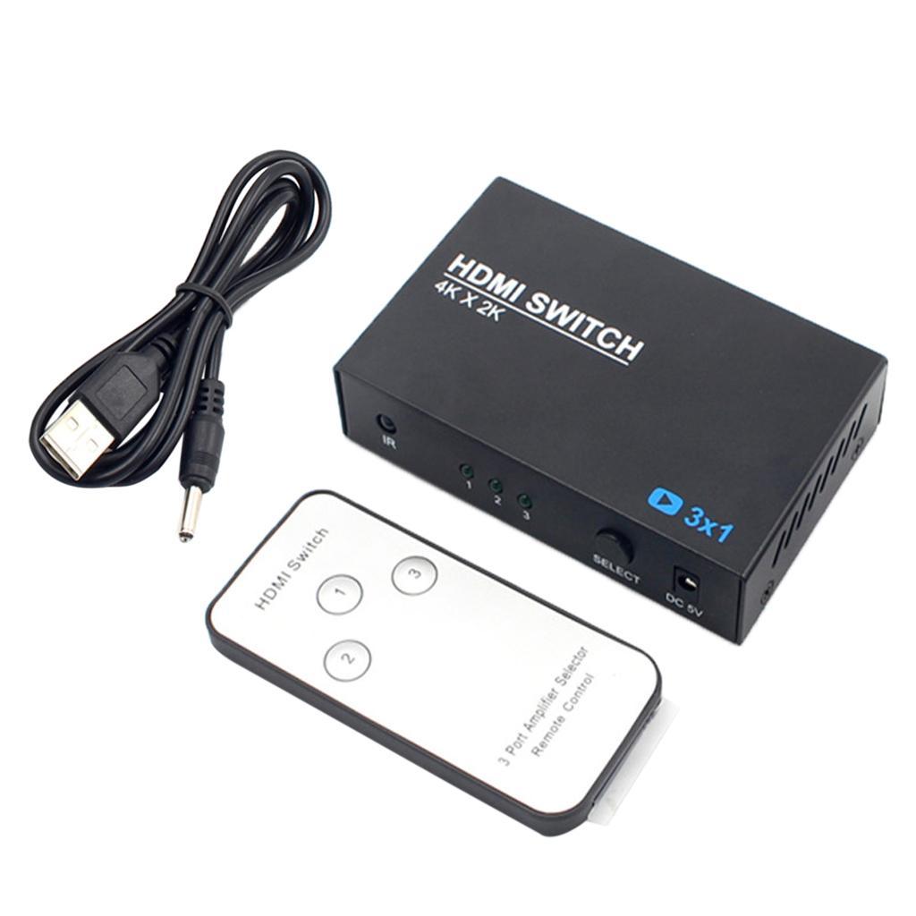 4Kx2K 3x1 HDMI Switch HUB Splitter Converter Switcher with Remote Control
