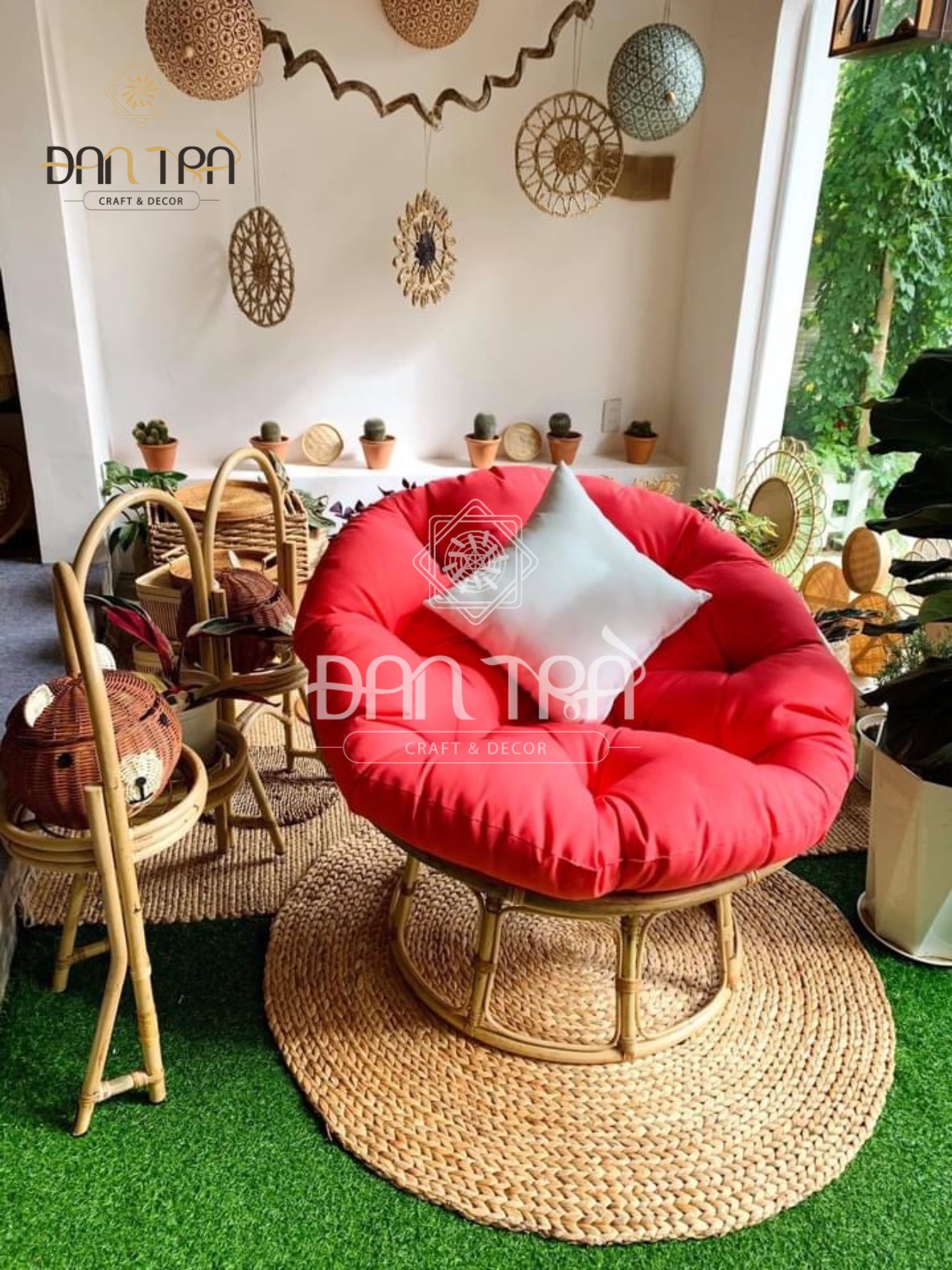 [LOẠI 1 - GIÁ XƯỞNG] Ghế Papasan 100% Tự Nhiên Cao Cấp, Ghế Mây Đọc Sách Kèm Nệm Màu Tự Chọn - Bàn Ghế Mây Tre ĐAN TRÀ