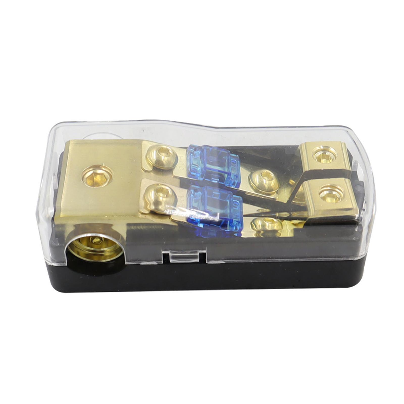 Mini Anl Fuse Holder, Fuse Box Block, Support 0 2 4 Gauge in 4/8 gauges Out 2 Way with 60A Mini Fuse, Distribution Block for Car Audio Stereo