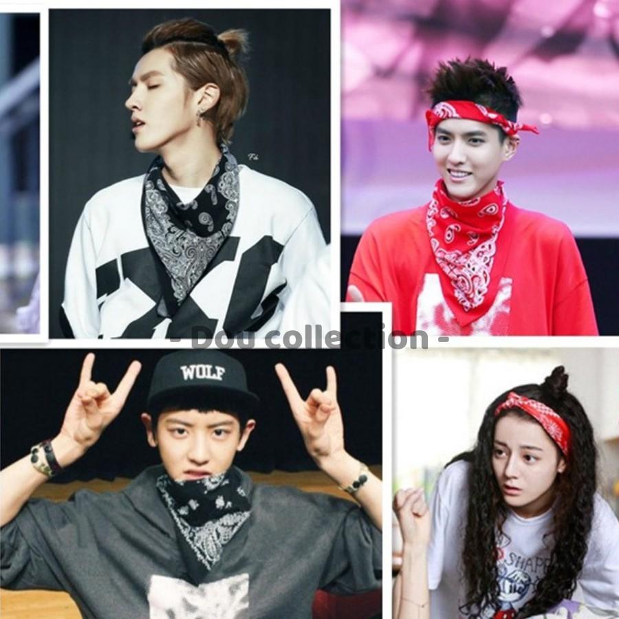 Khăn Bandana EXO Cao Cấp Họa Tiết Tế Bào Đơn Thổ Cẩm Chất Lụa Satin - 60x60cm - Mã B008