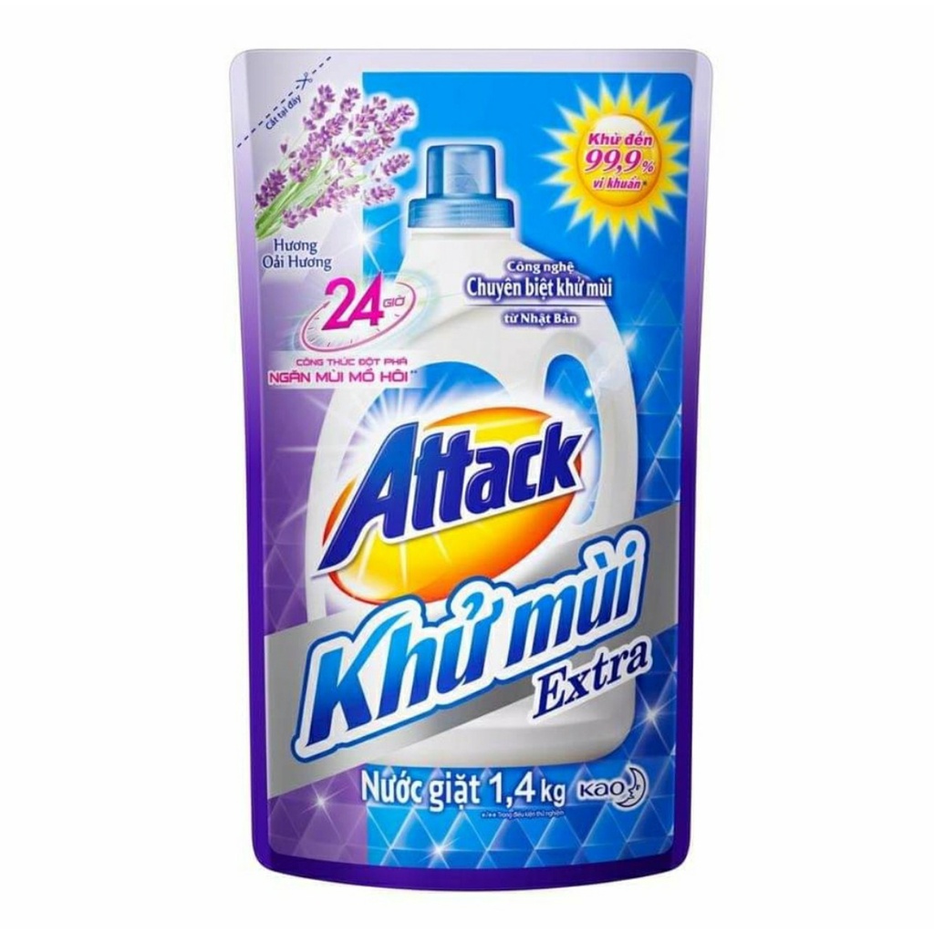 [FREE SHIP] NƯỚC GIẶT Attack Khử Extra Chuyên Biệt Khử Mùi túi 1.4kg- Thương Hiệu Số 1  Nhật- Sản xuất tại Thái Lan - ALOHA STORE