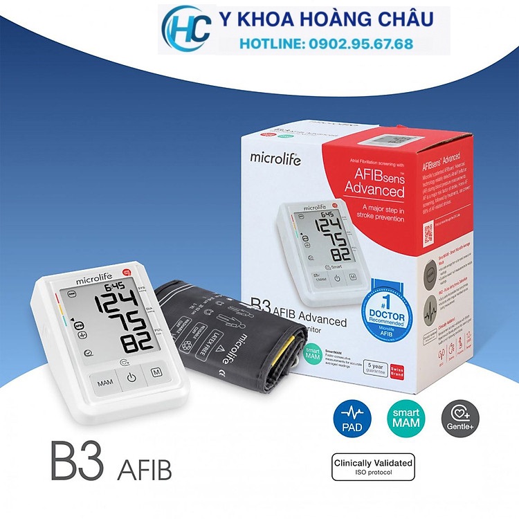 Máy đo huyết áp bắp tay Microlife B3 AFIB Advanced, máy đo huyết áp cảnh báo đột quỵ model 2022