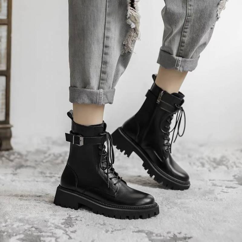 Bốt nữ dây buộc trước, cài khuy khóa sườn (Mã 8003