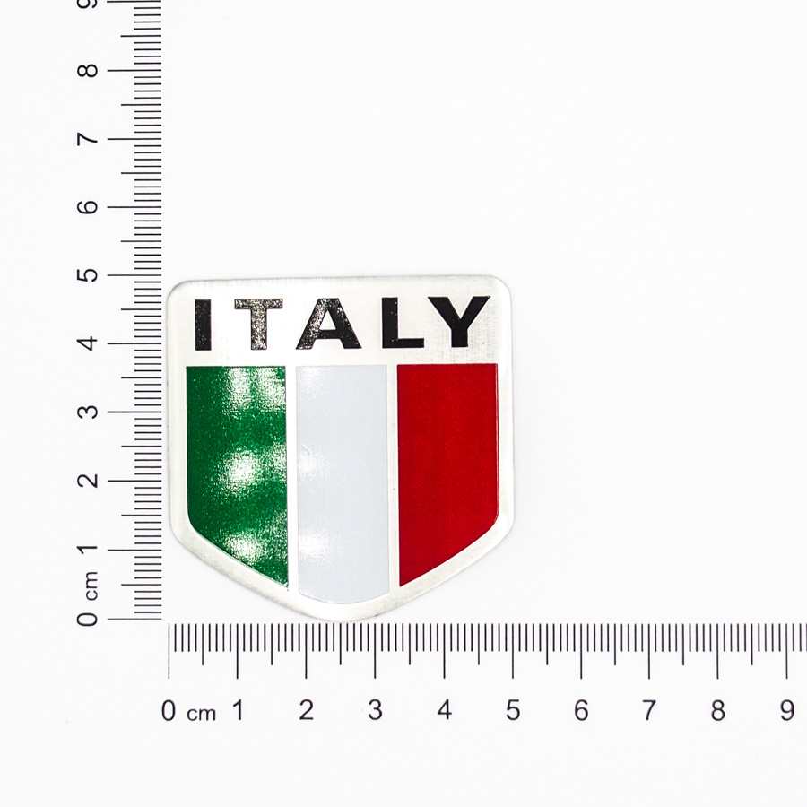Sticker hình dán metal cờ Ý Italia - miếng lẻ - Khiên 5x5cm