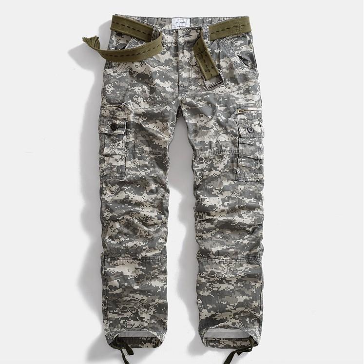 Quần dài kaki túi hộp phong cách Retro_dã ngoại - camo đen