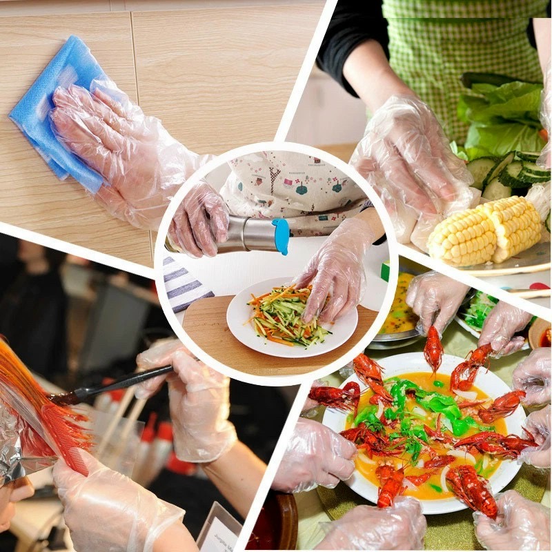 Găng tay chế biến thực phẩm hộp 200 cái, găng tay nilong nấu ăn sử dụng 1 lần, bao tay thực phẩm