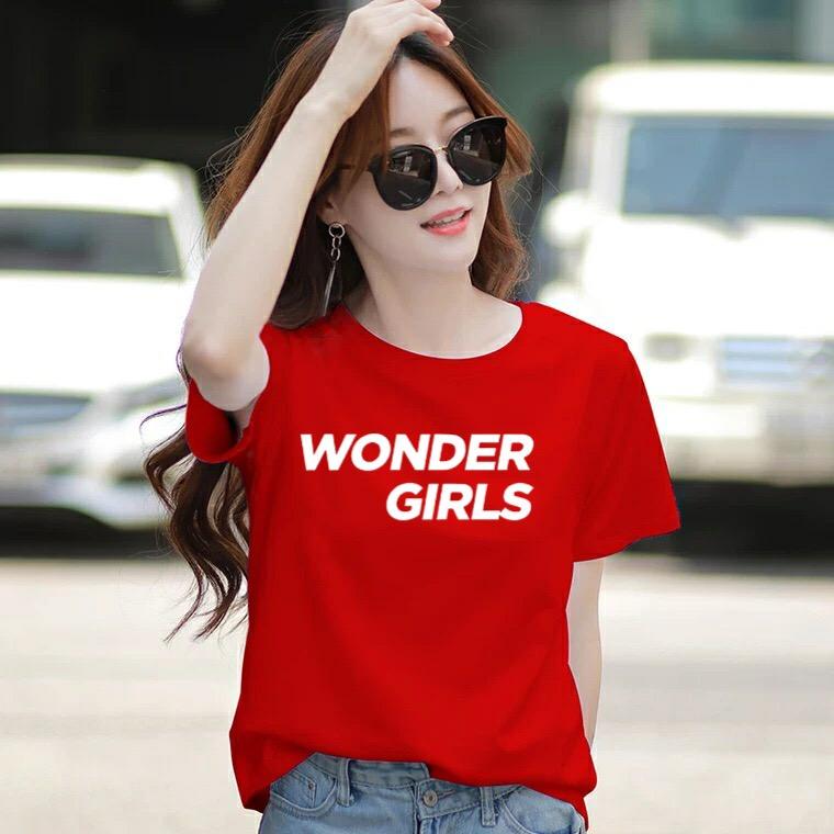 Áo thun nữ cổ tròn form rộng in chữ Wonder Girls thun cotton 4 chiều ( ANU021 )