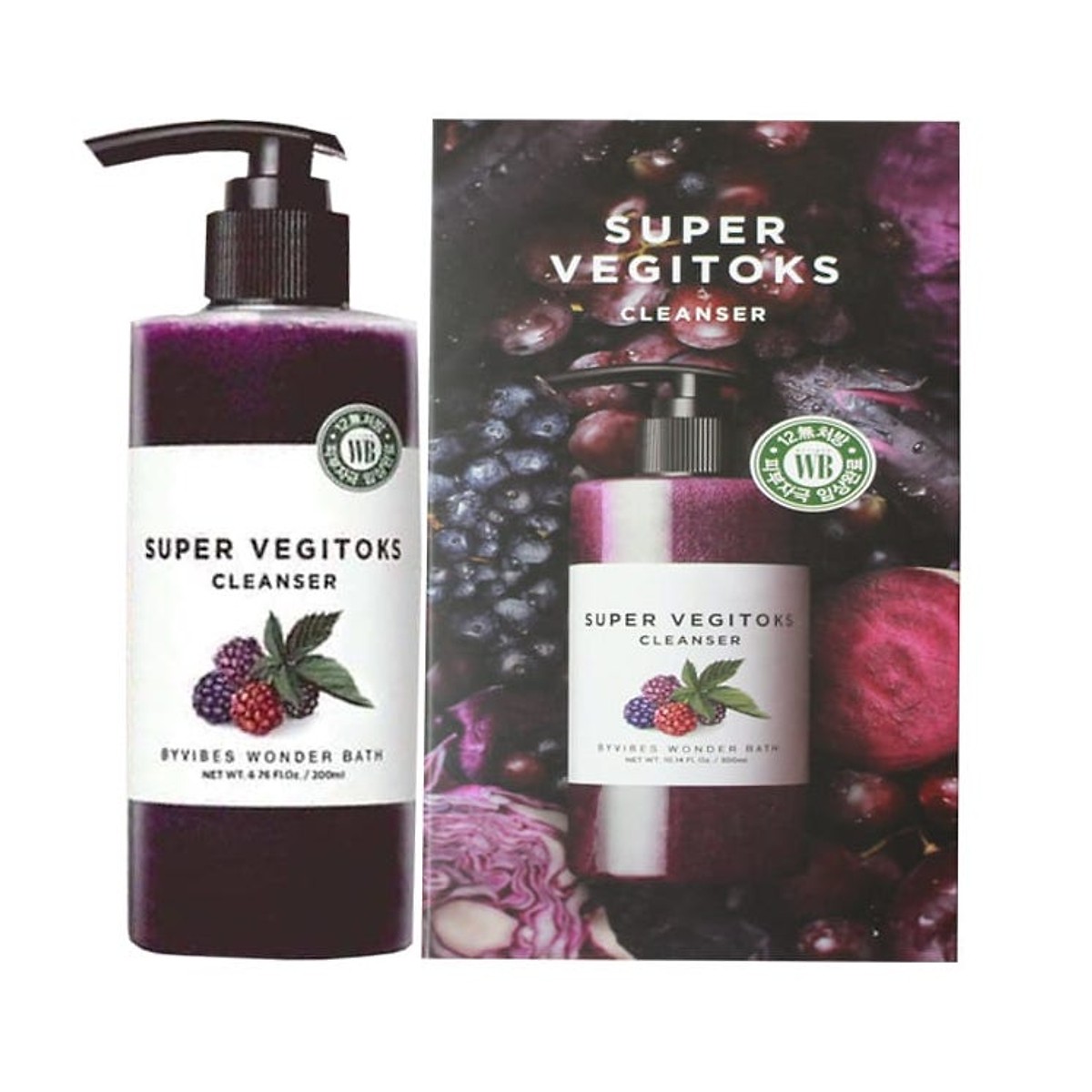 Sữa Rửa Mặt Sủi Bọt Khí 3 in 1 Tẩy Trang - Rửa Mặt Thải Độc Tố Wonder Bath Super Vegitoks Cleanser Purple 300ml