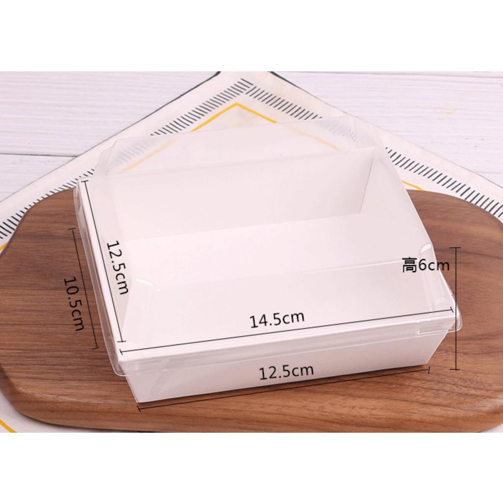 50 Hộp giấy trắng đựng bánh su kem E1413 - Khay giấy trắng vuông 1413 đựng bông lan trứng muối