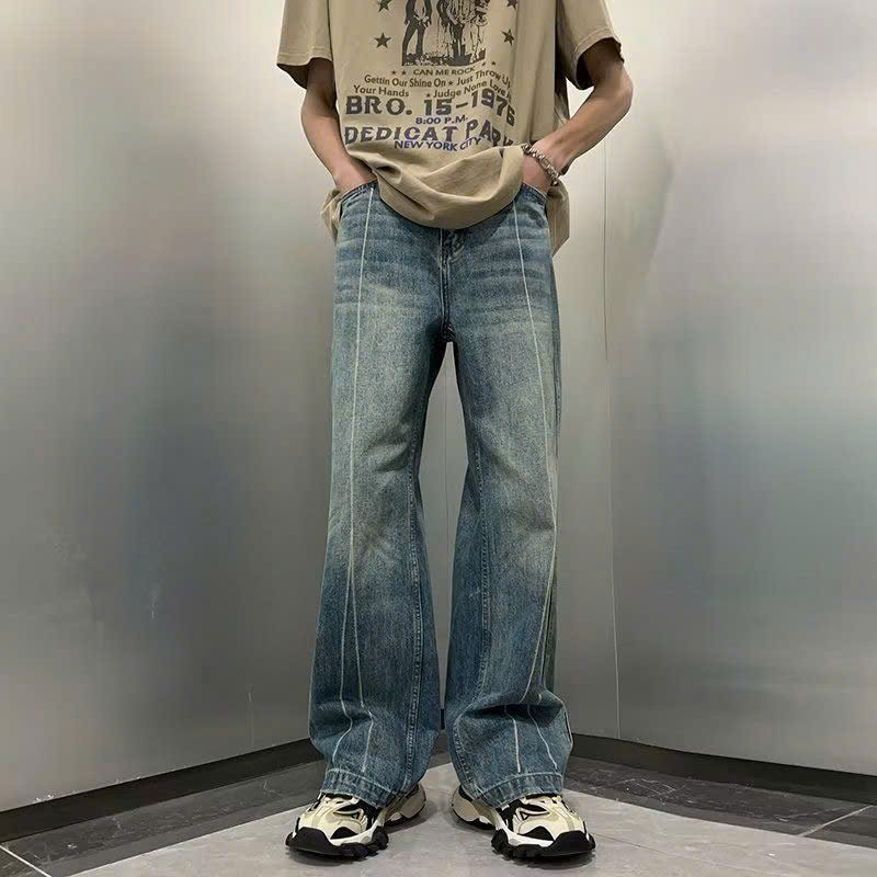 Quần jean ống rộng nam nữ 2N Unisex wash viền Q08