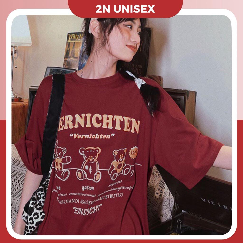 Áo thun tay lỡ form rộng - phông nam nữ cotton oversize - T shirt 3 chú gấu a - 2N Unisex