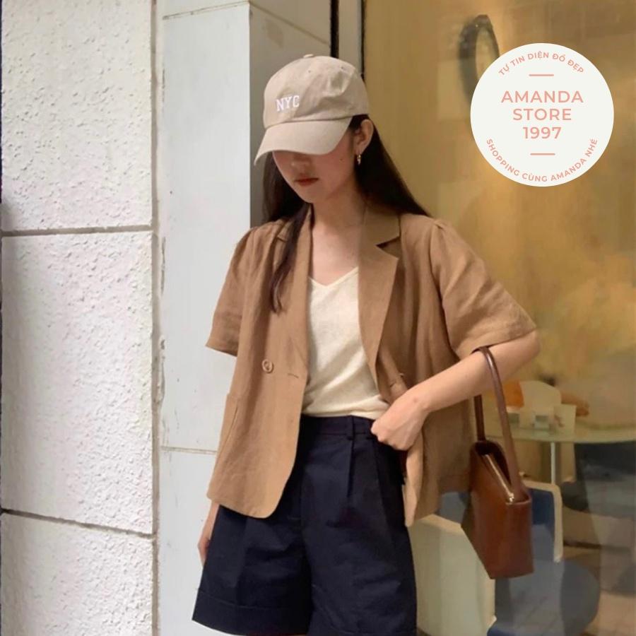 Blazer tay ngắn thời trang thanh lịch cho nữ. Blazer croptop ngắn tay - có ảnh thật