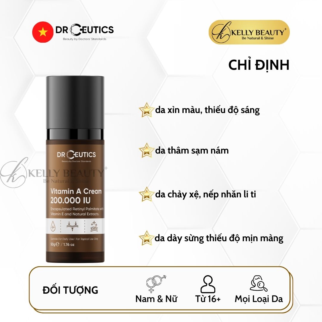 Kem Dưỡng Trẻ Hóa Da DrCeutics Vitamin A Cream 200.000 IU | Kelly Beauty