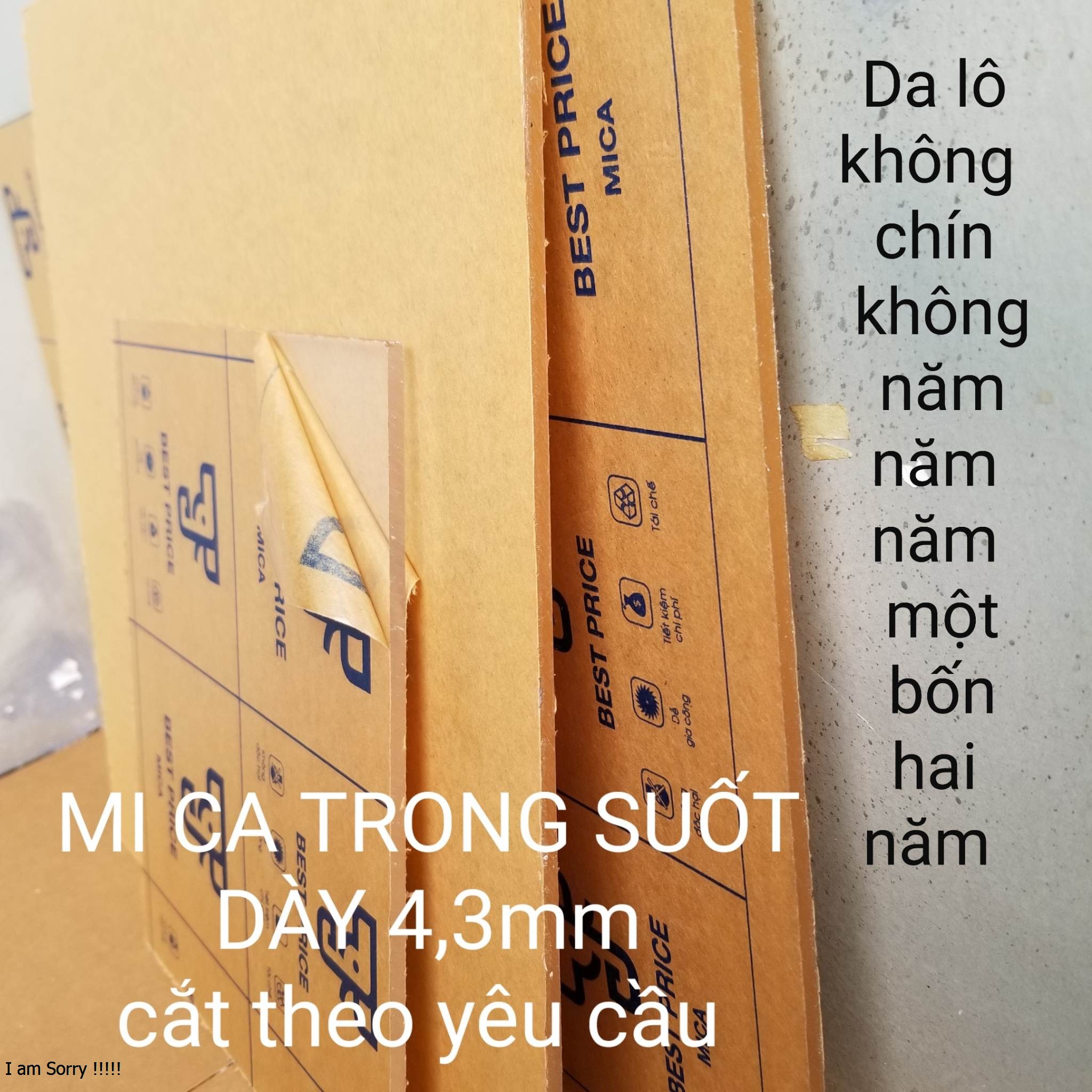 TẤM MI CA TRONG SUỐT dày 4,3mm  CẮT THEO YÊU CẦU