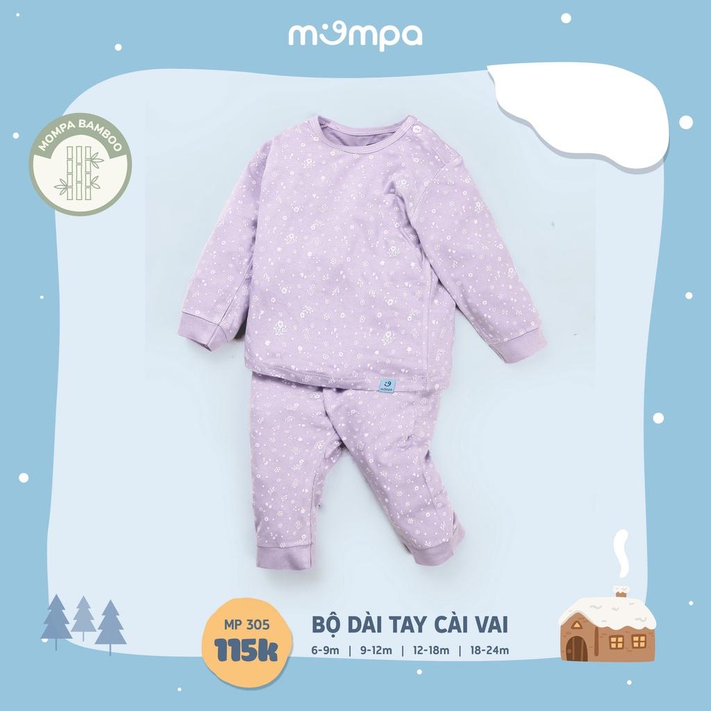 Bộ QA dài tay mompa cho bé cài vai tiện lợi từ 6-24m