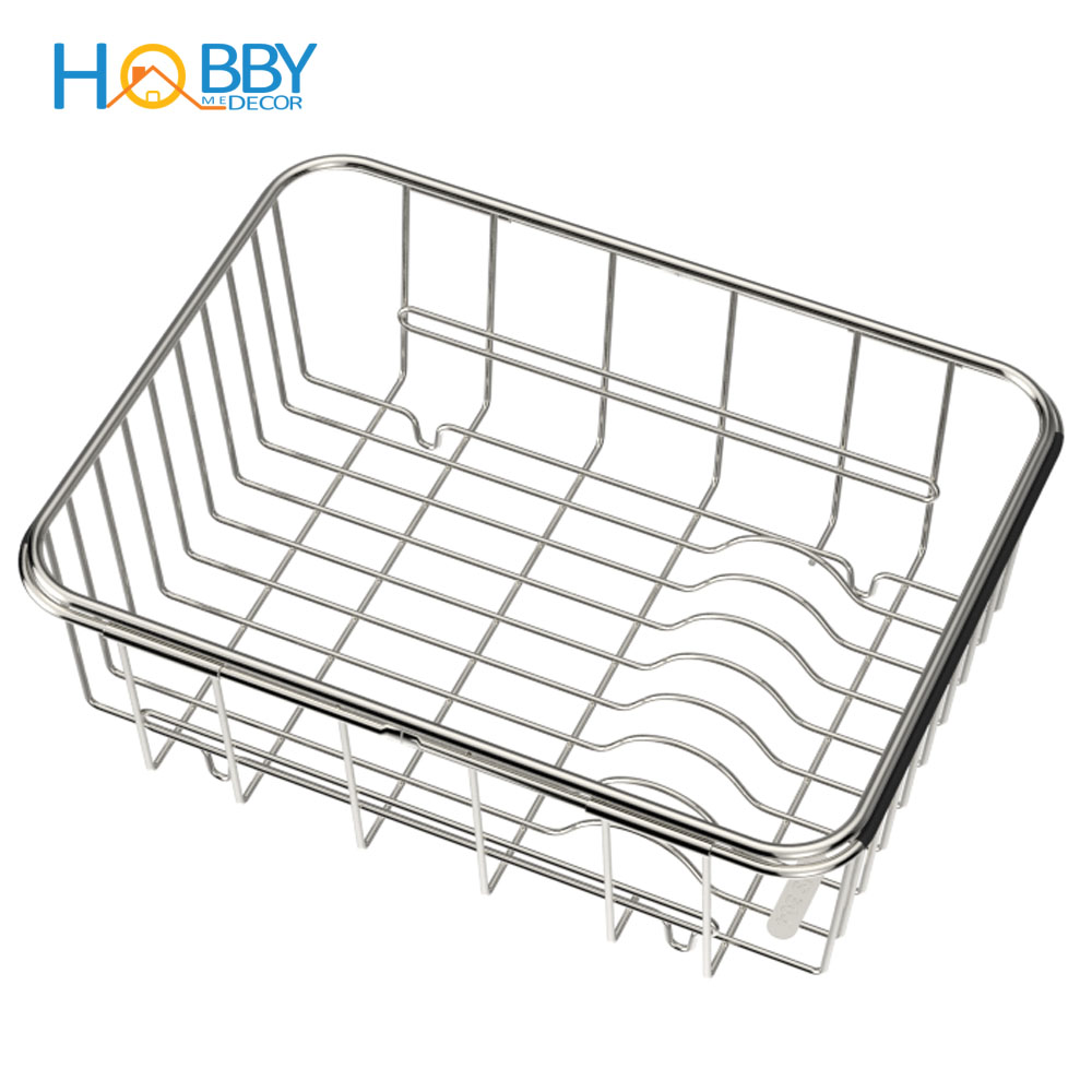 Khay để chén đĩa trái cây gác trên bồn rửa chén Hobby Home Decor KDC3 inox 304 điều chỉnh được