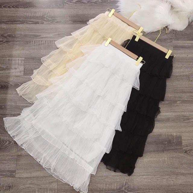 Chân váy lưới dài nhiều tầng, Chân váy dáng dài maxi cạp chun CV1710 - NhiNhi Shop