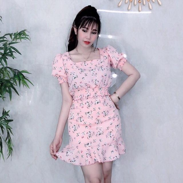 Đầm body lụa hoa dún eo SIÊU XINH ( Free size dưới 56kg ) MMR