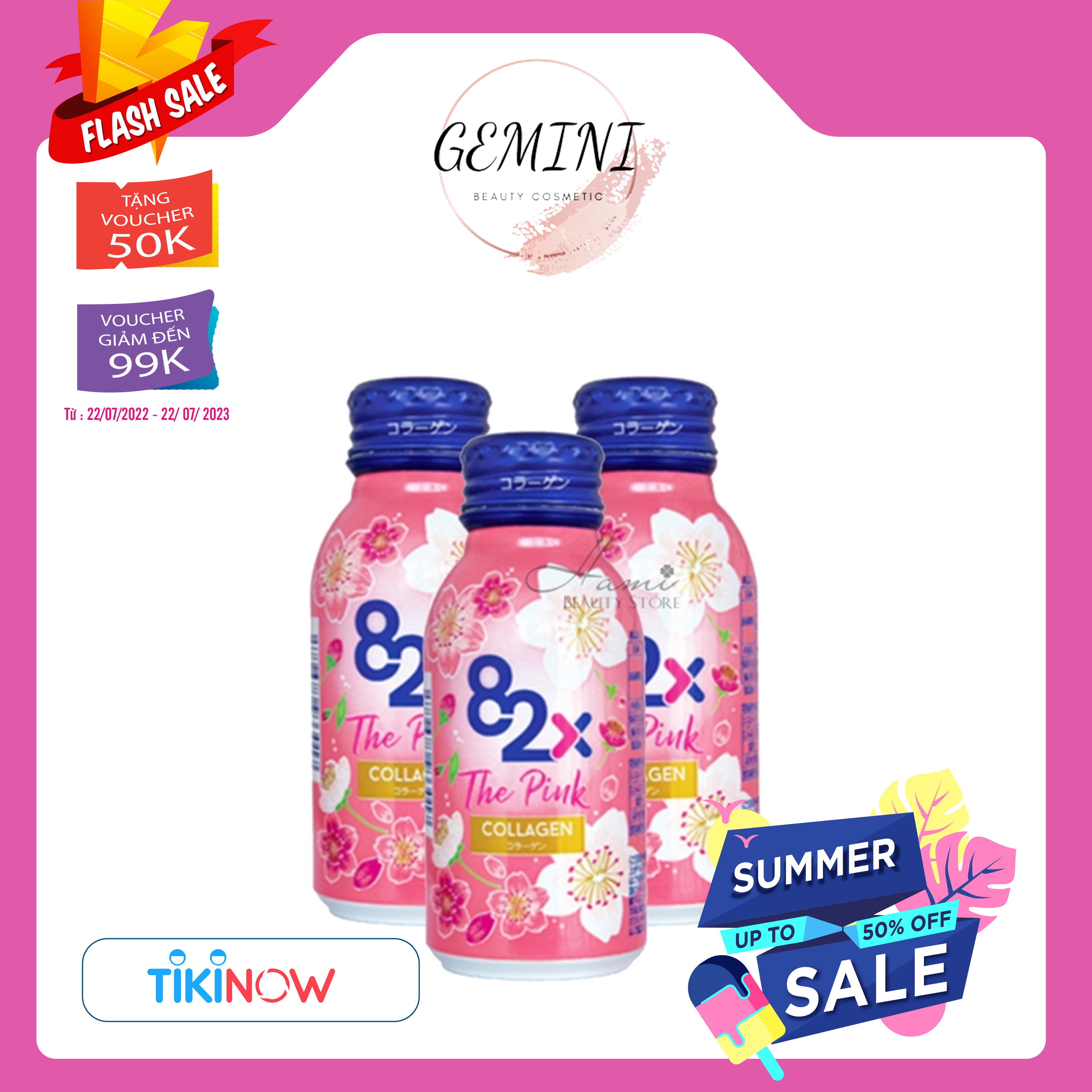 82X The Pink Collagen 100ml hàm lượng 1000mg Collagen nước uống đẹp da từ Nhật