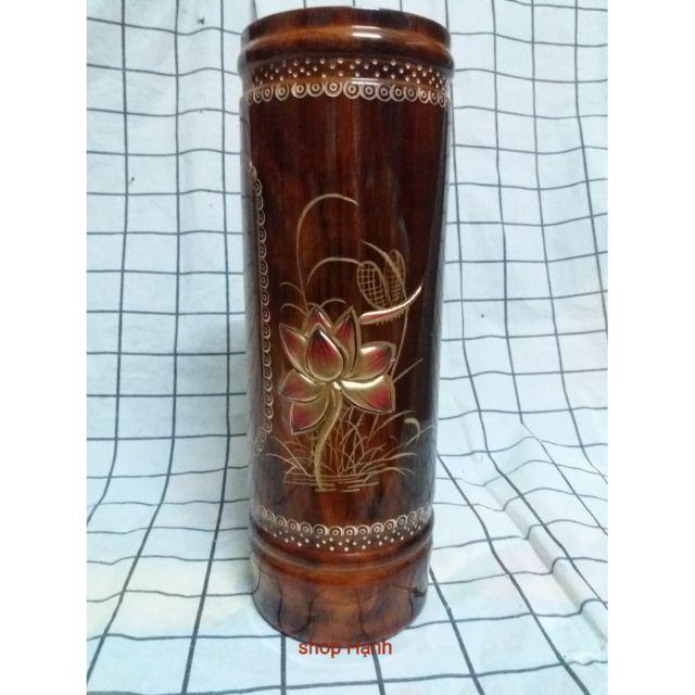 Ống đựng nhang gỗ chạm hoa sen có 4 size