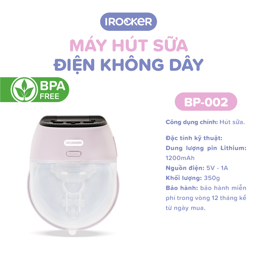 Máy hút sữa bằng điện không dây IROCKER thiết kế nhỏ gọn - BP 002