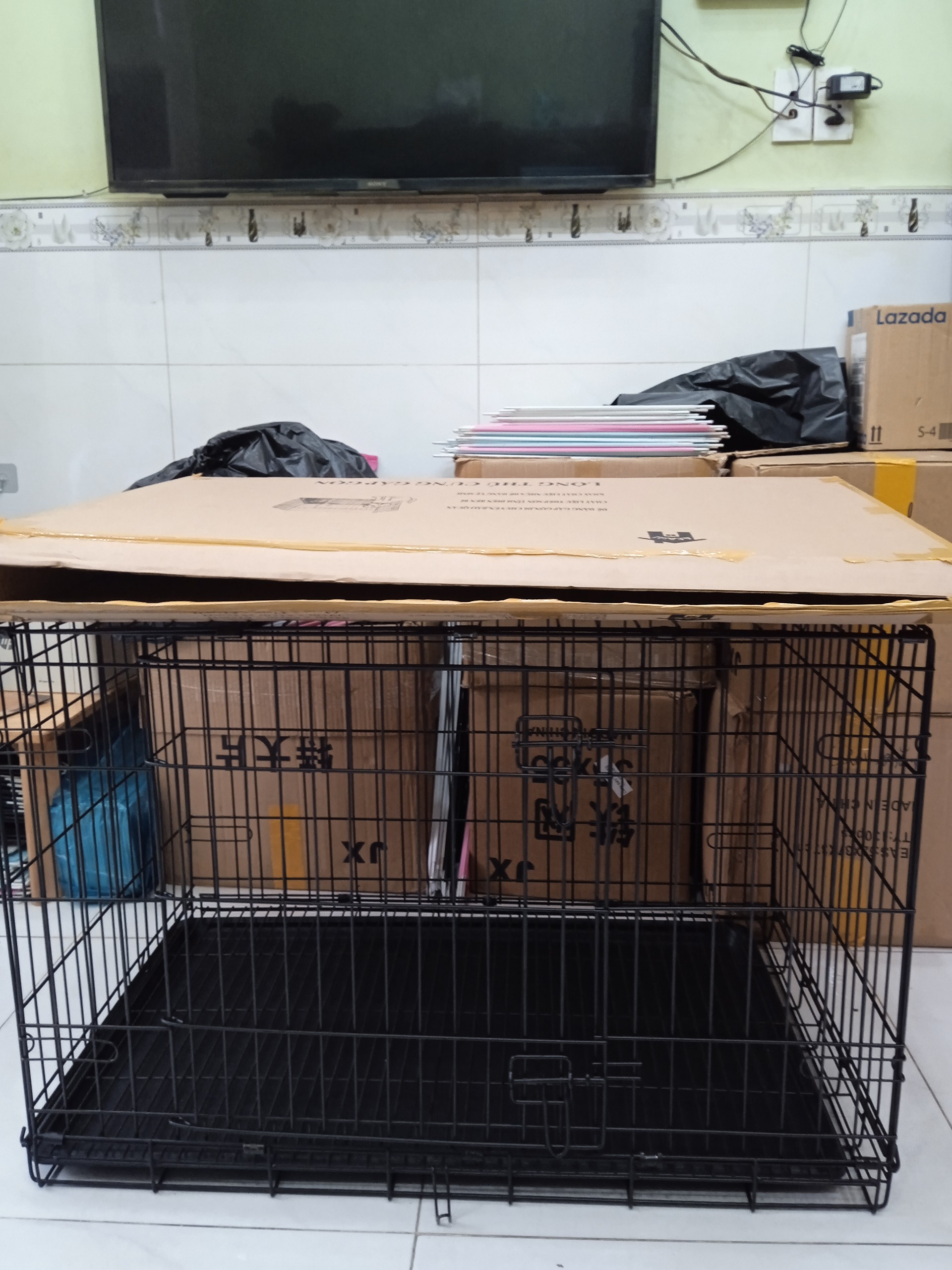 CHUỒNG CHÓ SIZE LỚN NAN SIÊU DÀY 90X60X65CM GẤP GỌN TIỆN LỢI DÀNH CHO PET LỚN