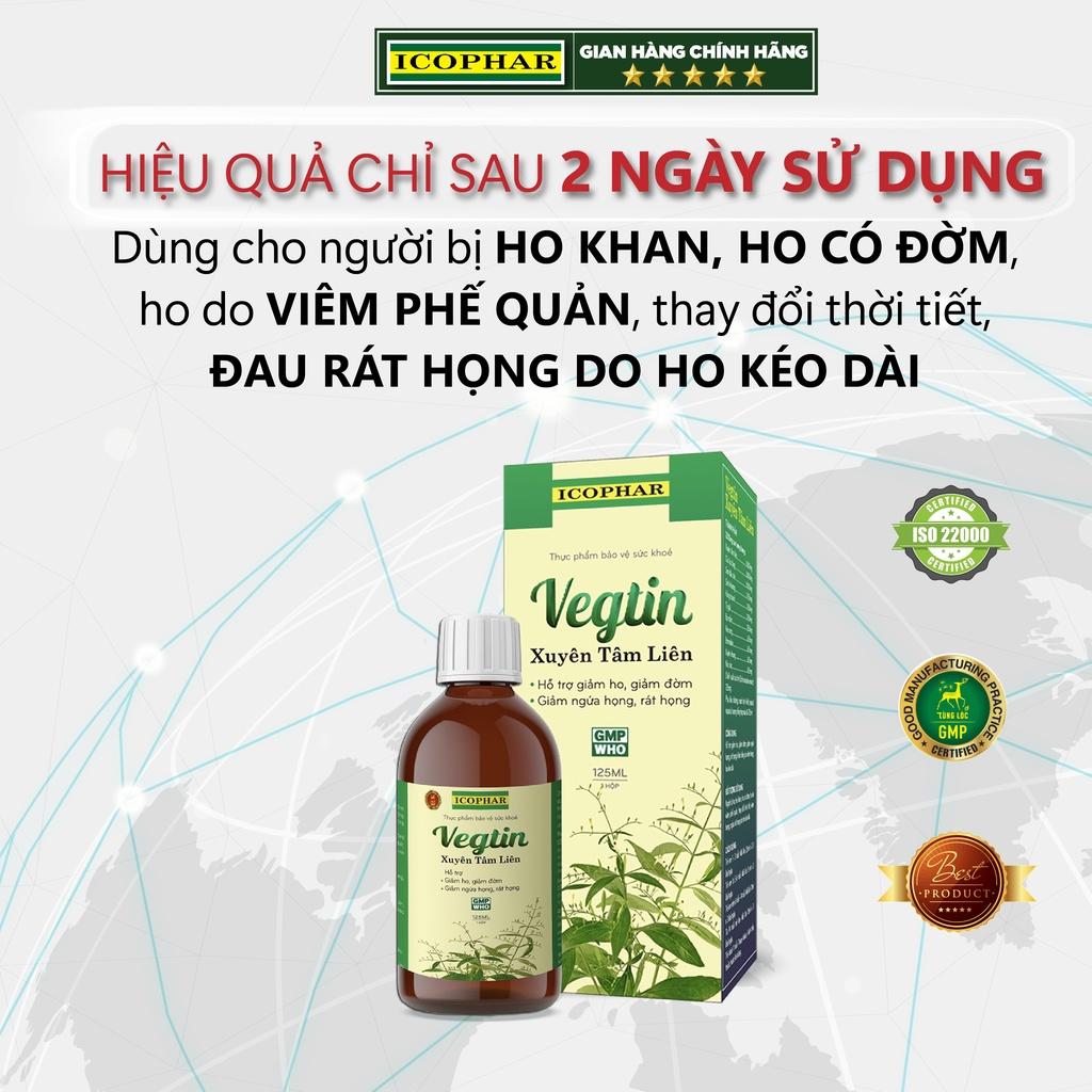 SIRO HO VEGTIN XUYÊN TÂM LIÊN (125mL)- Giảm ho khan, ho có đờm, giảm ngứa, đau rát họng - Hiệu quả, An toàn cho bé