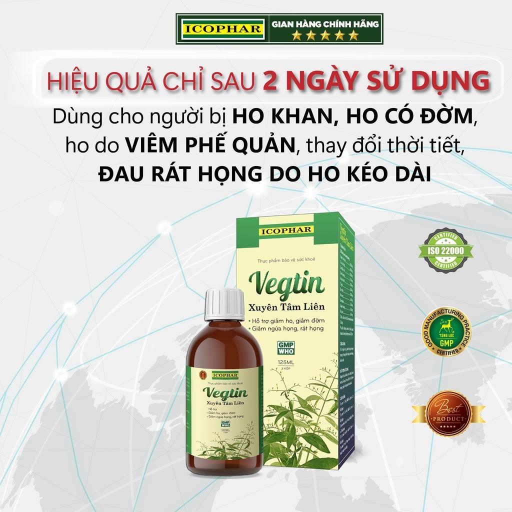 SIRO HO VEGTIN XUYÊN TÂM LIÊN - Giảm ho khan, ho có đờm, giảm ngứa, đau rát họng - Hiệu quả, An toàn cho bé