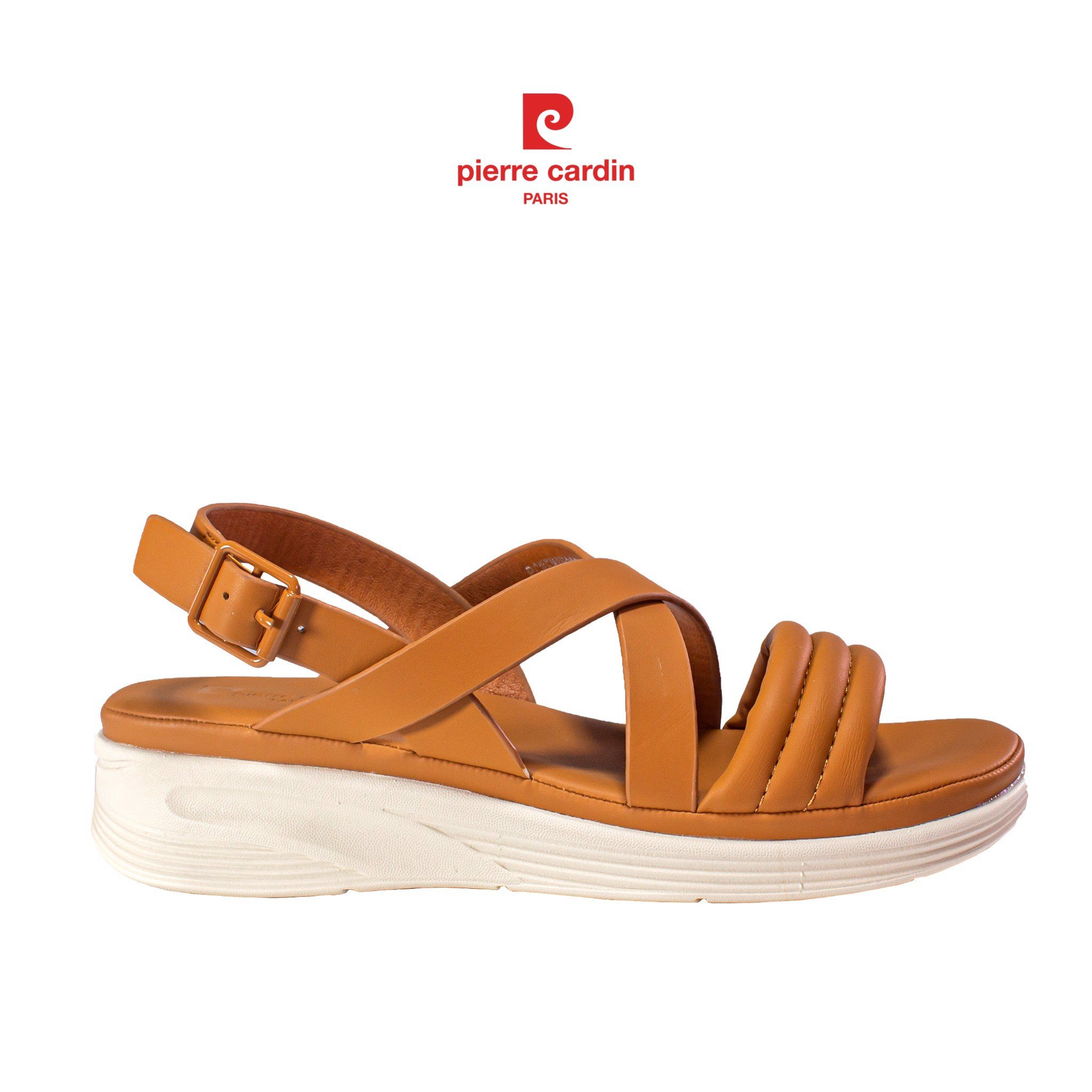 Sandal nữ đế bằng Pierre Cardin có quai hậu, chất liệu da cao cấp - PCWFWS  225