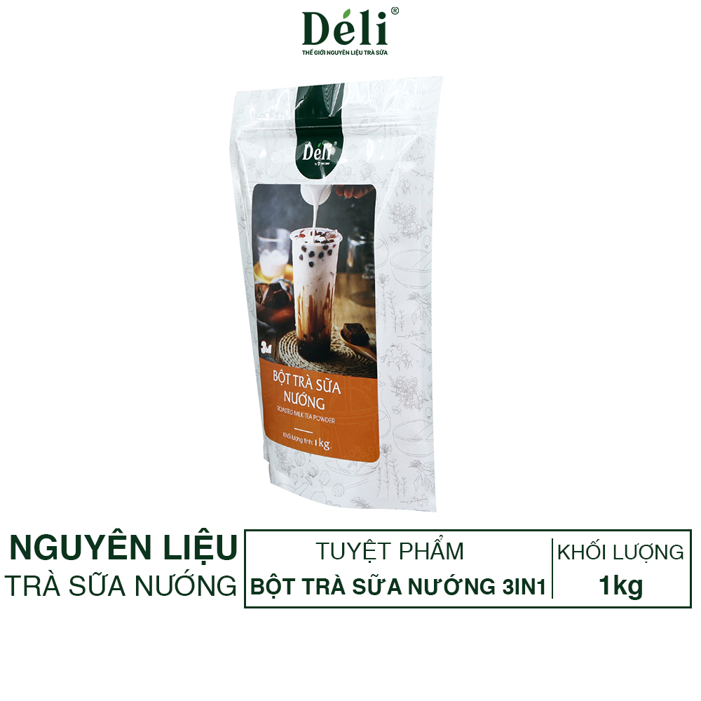 Bột trà sữa nướng 3in1 Déli - 1kg ( 25 ly ) pha chế trà sữa tiện lợi, nhanh chóng