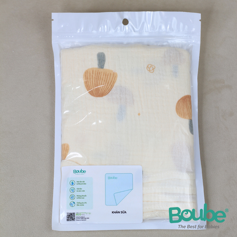 Set 5 khăn sữa, khăn xô họa tiết dễ thương cho trẻ sơ sinh và trẻ nhỏ Boube - Chất liệu cotton mềm mịn, hút ẩm tốt