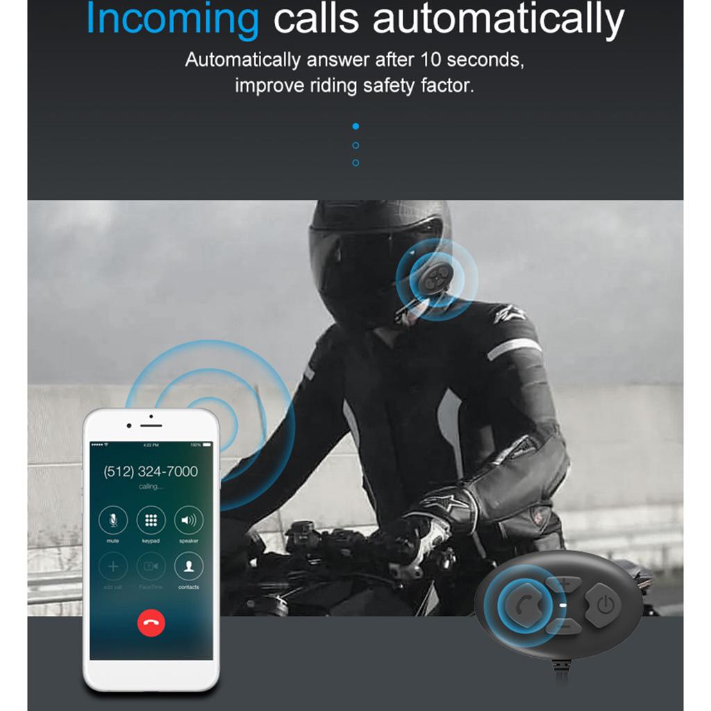 Portable Helmet Headset Bluetooth Waterproof Anti-Interference Helmet Earphones Stereo Playback Music Motorcycle Riding Hands-Free Headset Black