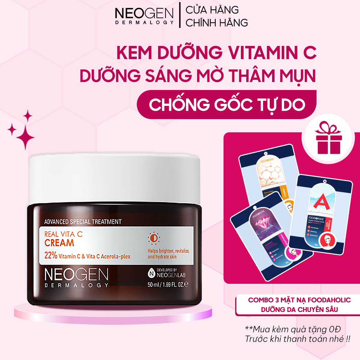 Kem Vitamin C Dưỡng Sáng, Mờ Thâm Mụn, Chống Gốc Tự Do Neogen Dermalogy Real Vita C Cream 50ml